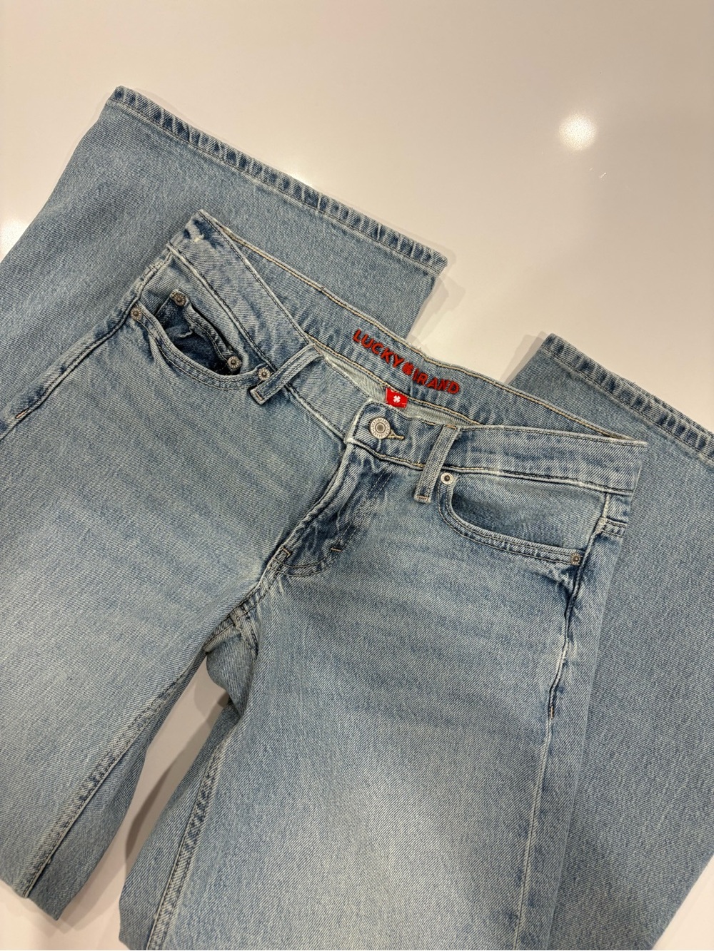 Lucky Brand Light Blue Super Low Rise Ultra Wide Leg Jean Size 6 NWOT